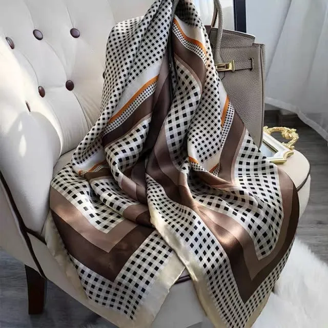 Print silk scarf for lady