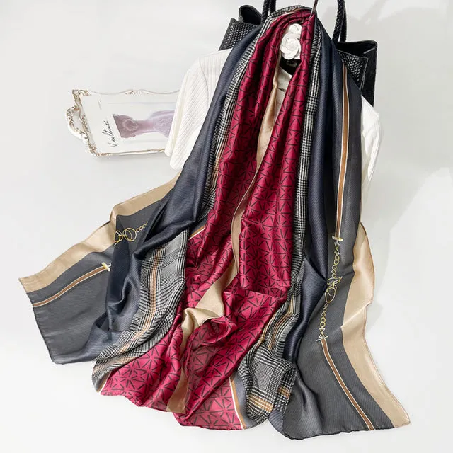 Print silk scarf for lady
