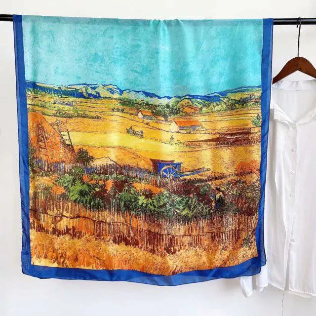 Print silk scarf for lady