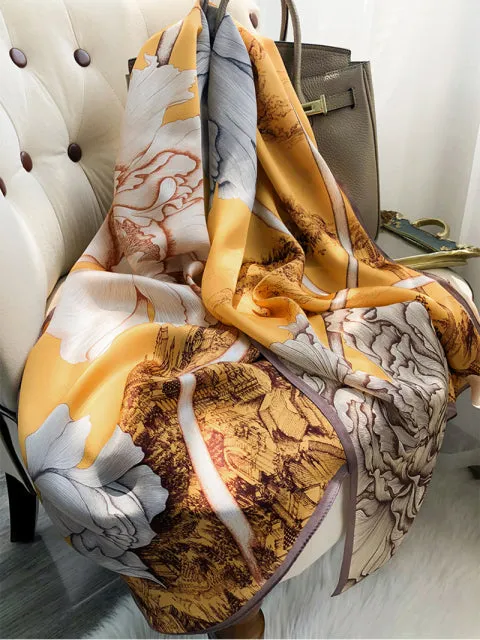 Print silk scarf for lady