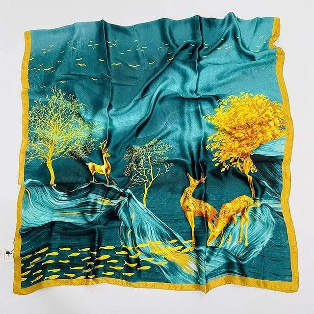Print silk scarf for lady