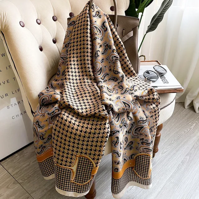 Print silk scarf for lady