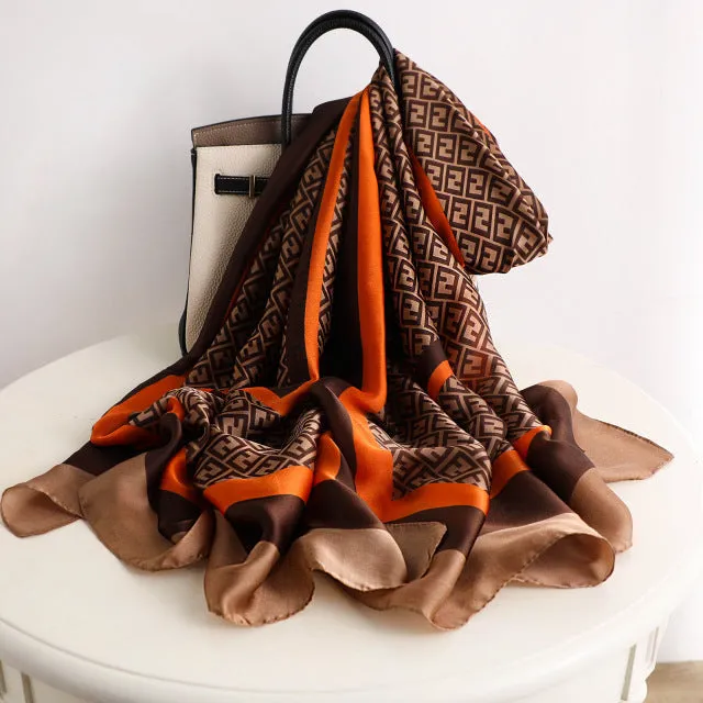 Print silk scarf for lady