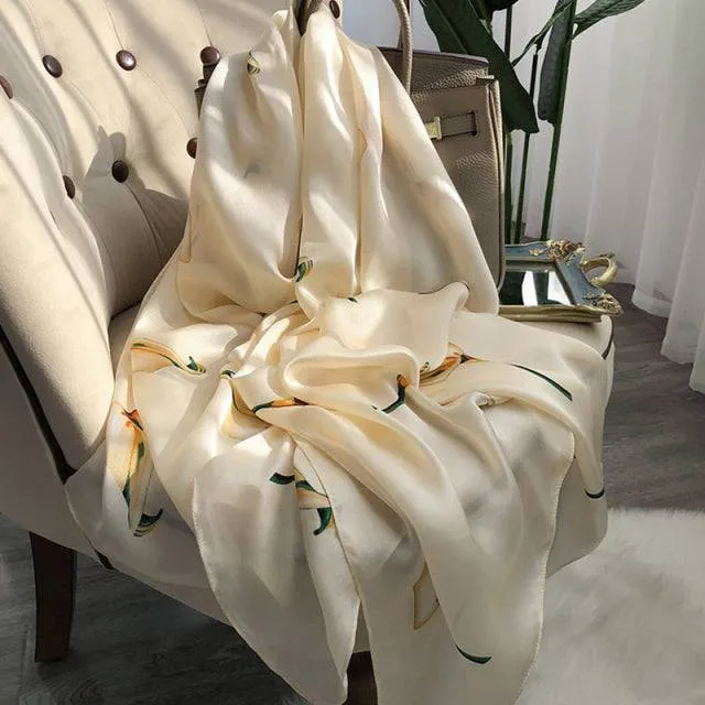 Print silk scarf for lady