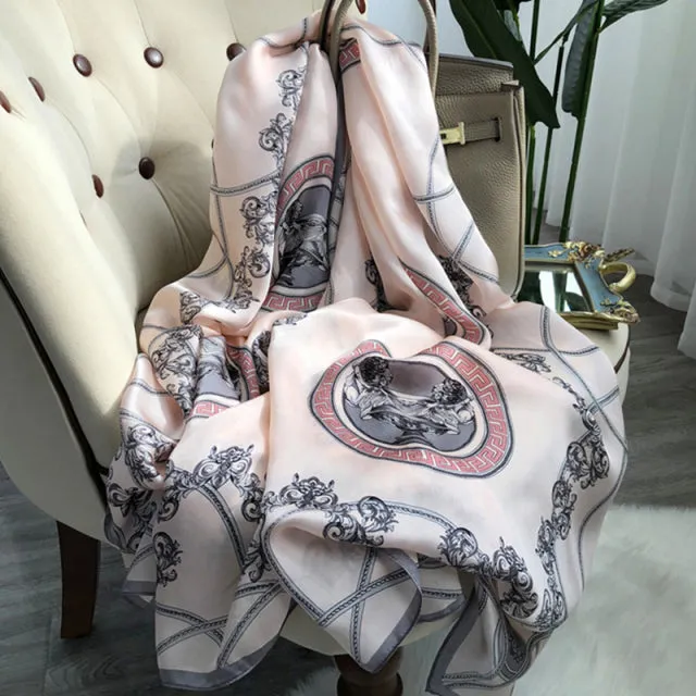 Print silk scarf for lady