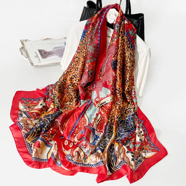 Print silk scarf for lady