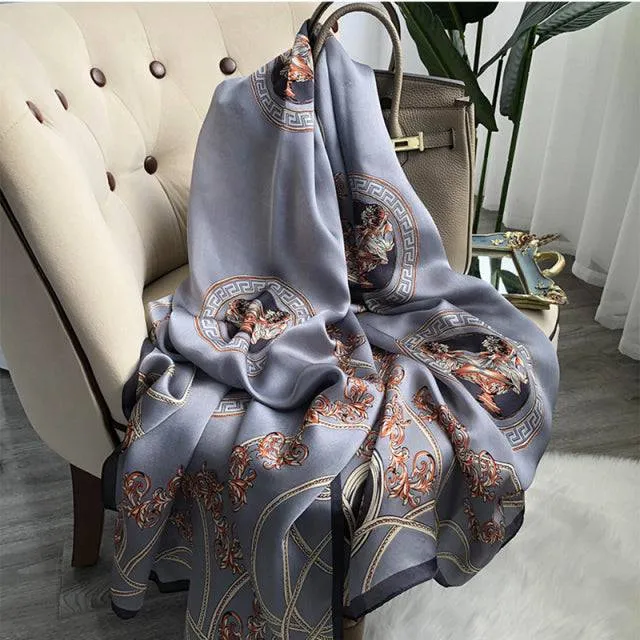 Print silk scarf for lady