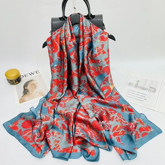 Print silk scarf for lady