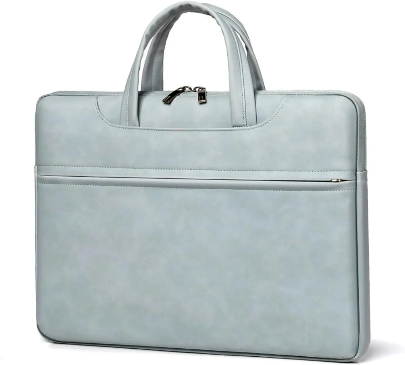 Professional Laptop Sleeve Briefcase, PU Leather, Gray, Business Carrying Case with Handles
