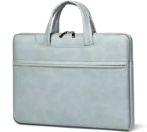 Professional Laptop Sleeve Briefcase, PU Leather, Gray, Business Carrying Case with Handles