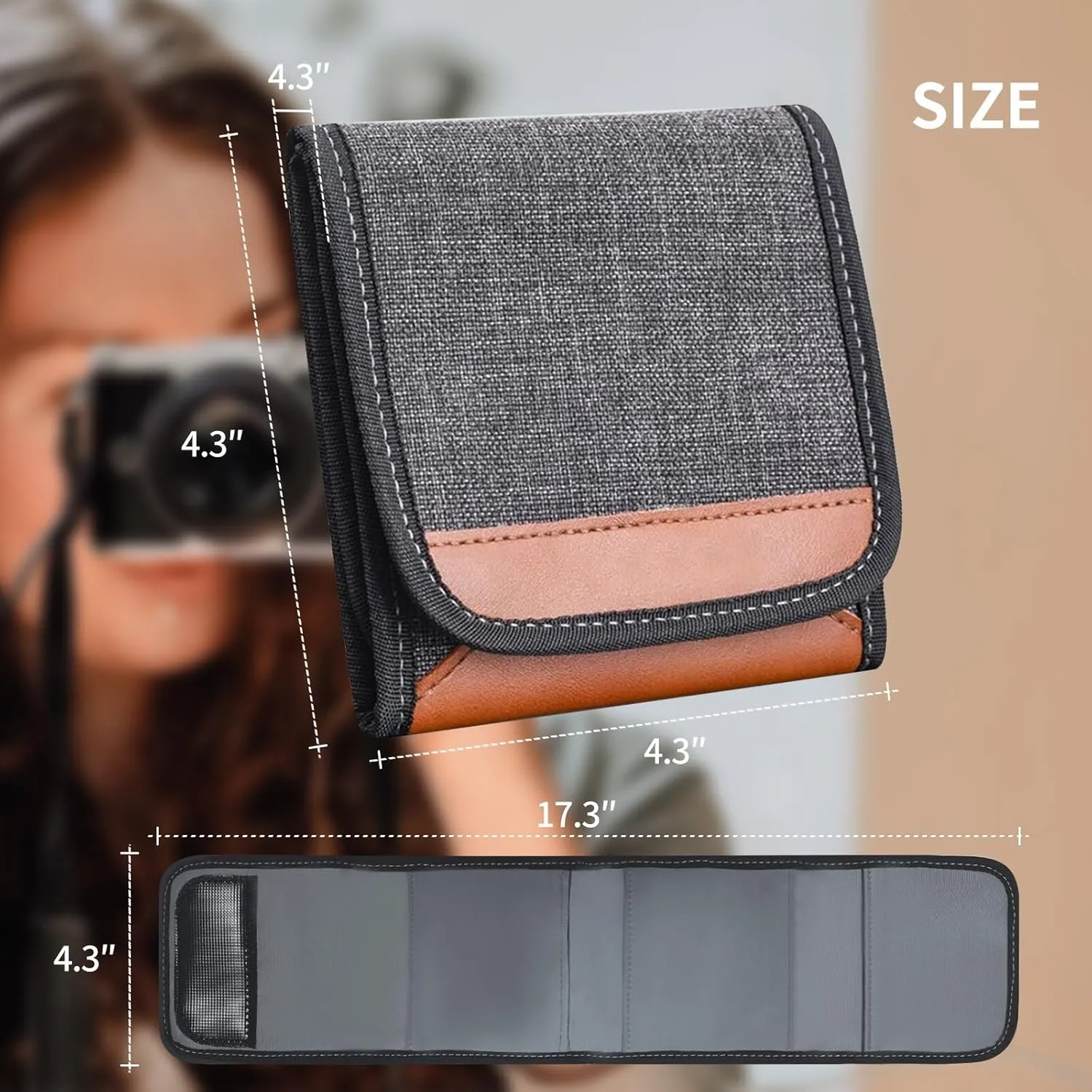 Professional photography Filter Holder Belt Bag Pouch waterproof and dustproof design, suitable for 25mm-82m Filter bag Three, Pack of 1 (Gray)