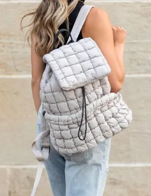 Puffer Backpack,Free People Bag,Quilted Lightweight Backpack with Drawstring Padding,Backpacks for Travel Gym