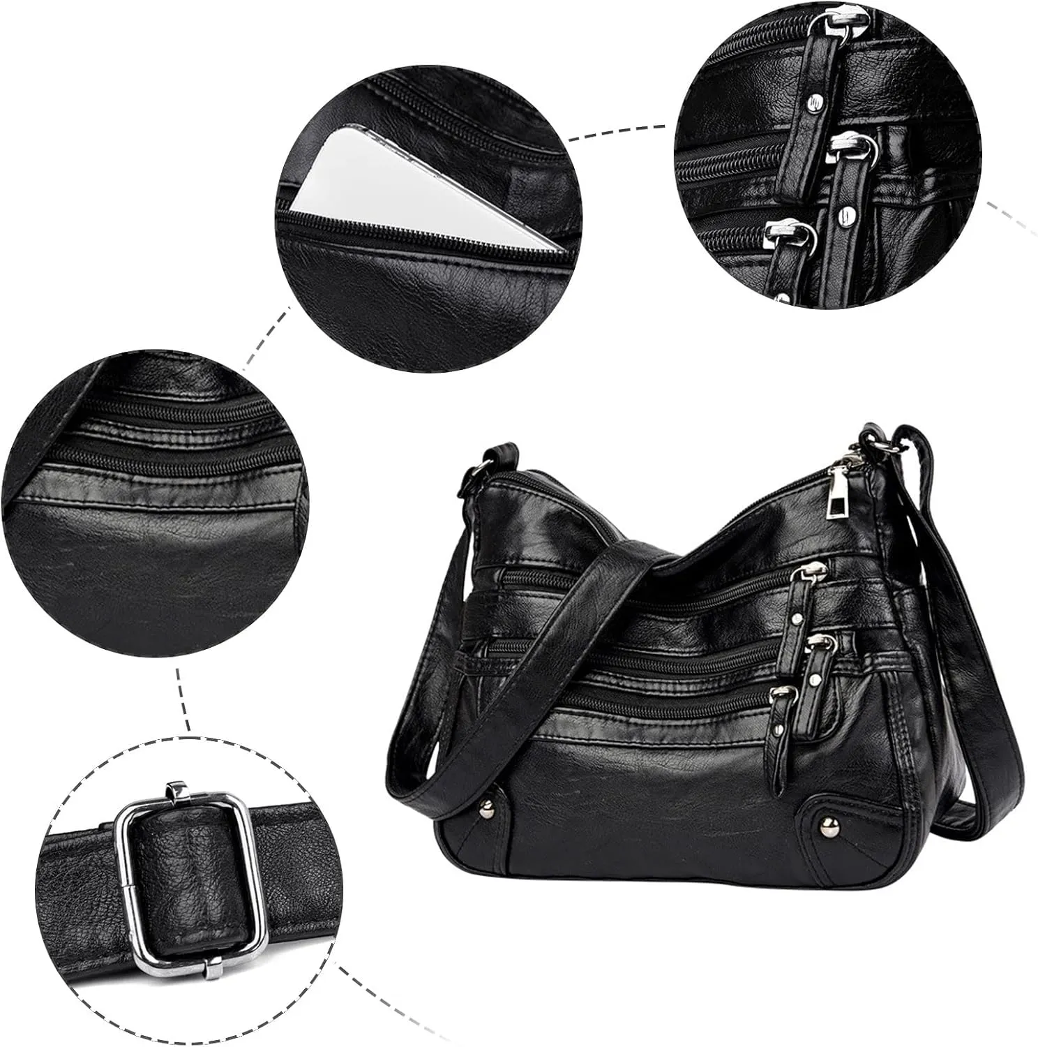Puffer Tote Bag Outdoor Sling Bag Body Bag Zipper Trendy Crossbody Purse Chest Bag With Adjustable Guitar Strap