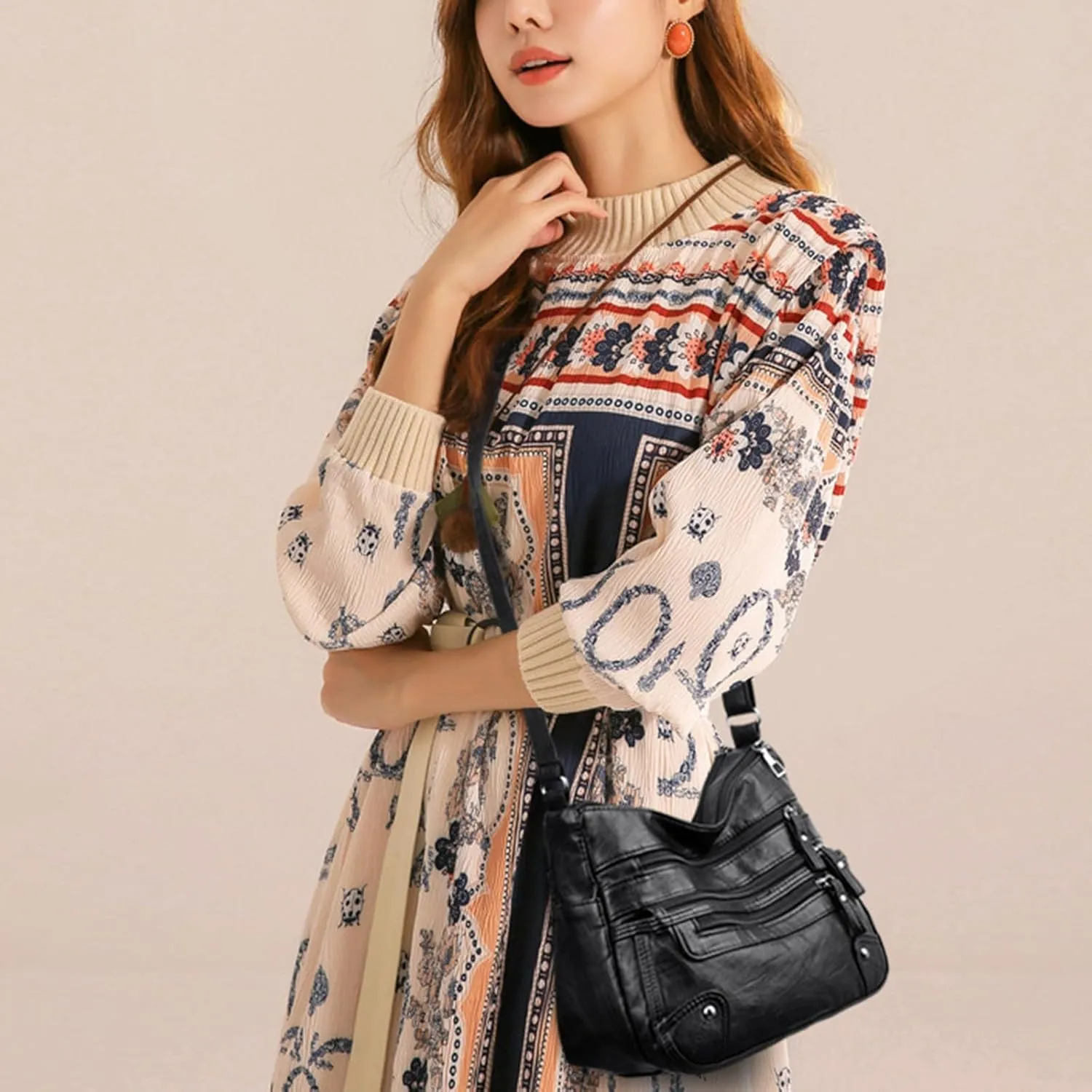 Puffer Tote Bag Outdoor Sling Bag Body Bag Zipper Trendy Crossbody Purse Chest Bag With Adjustable Guitar Strap