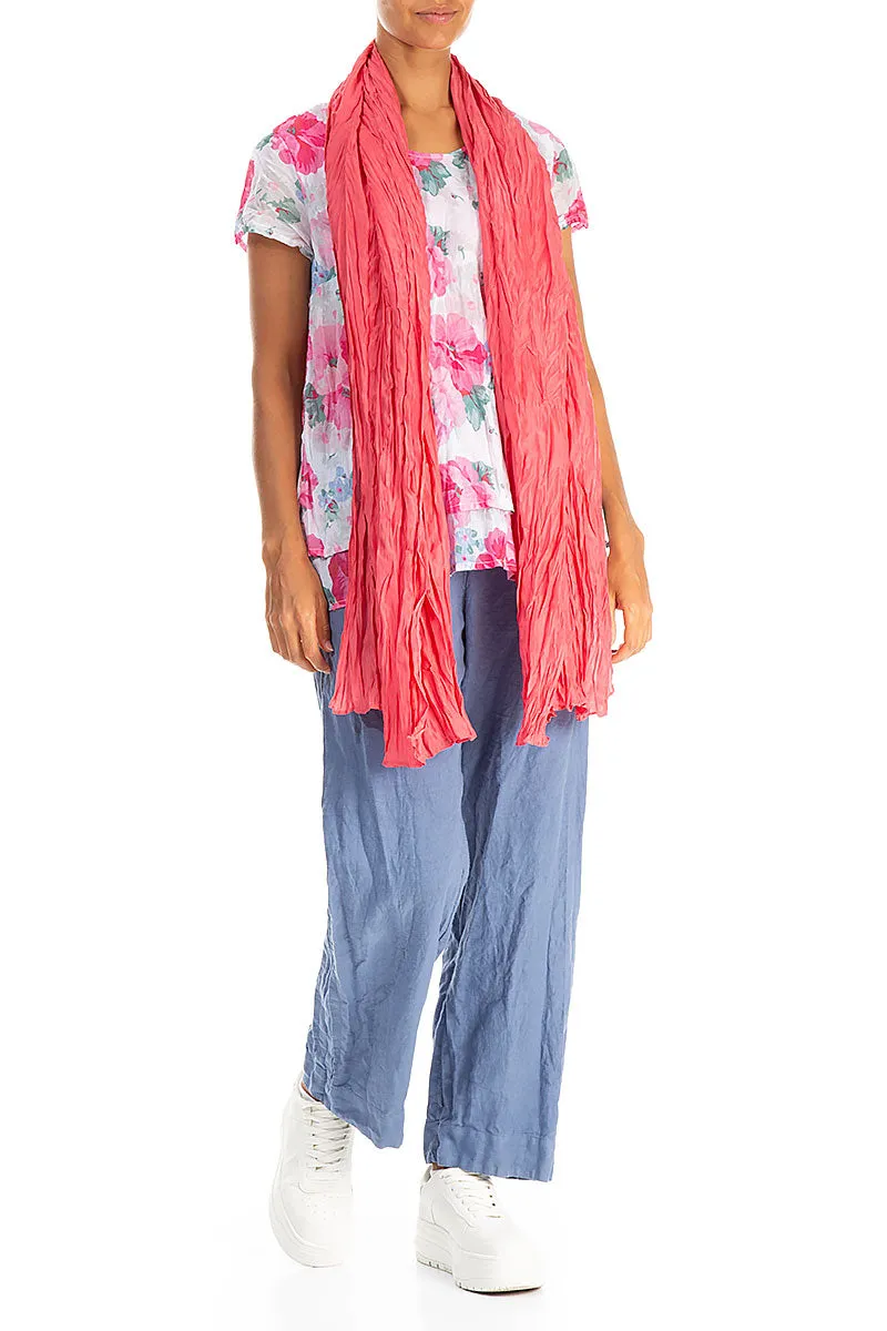 Raspberry Crumpled Pure Silk Scarf