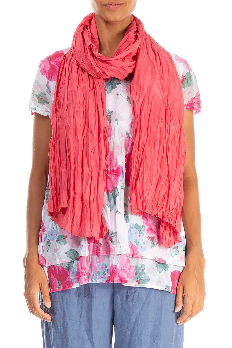 Raspberry Crumpled Pure Silk Scarf