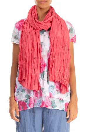 Raspberry Crumpled Pure Silk Scarf