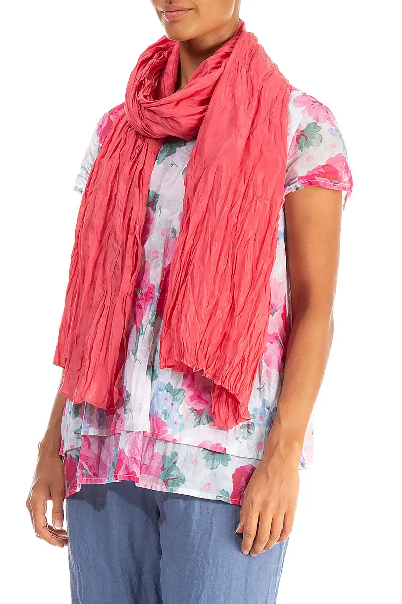 Raspberry Crumpled Pure Silk Scarf