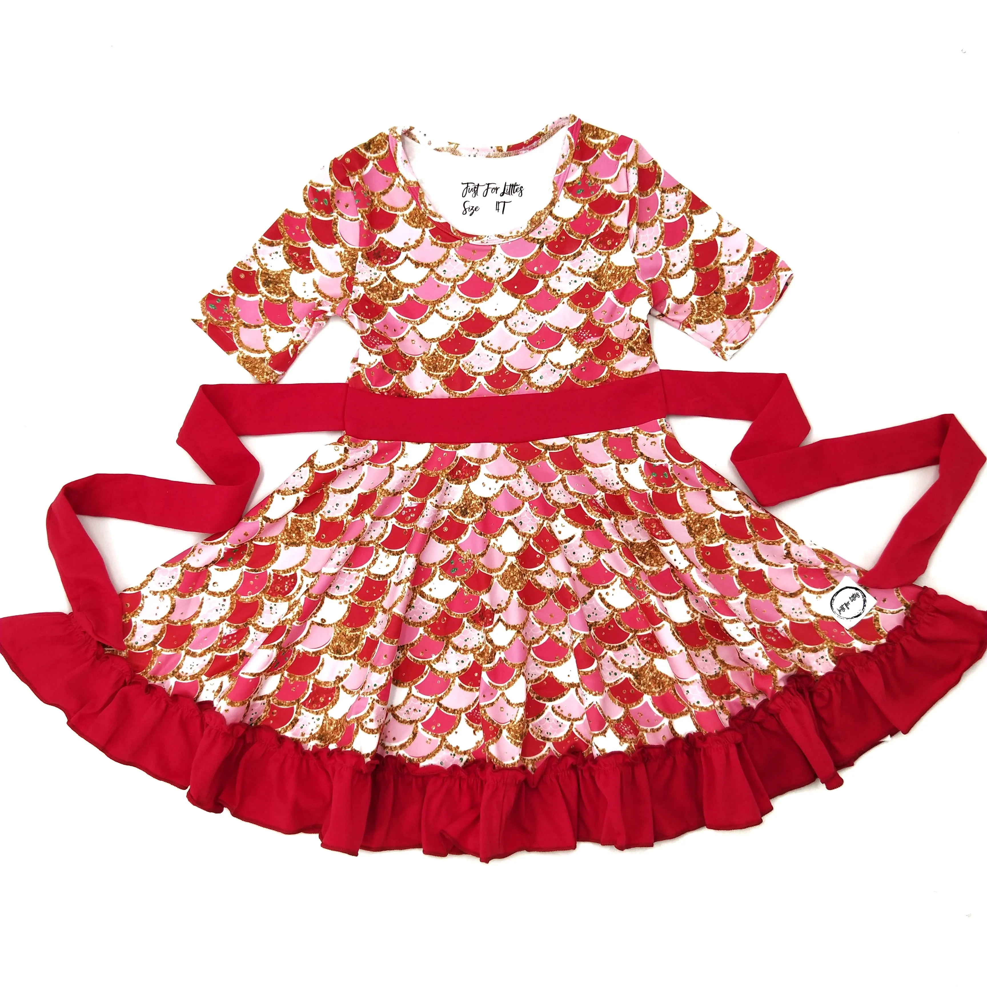 Red Mermaid Scales Twirl Dress