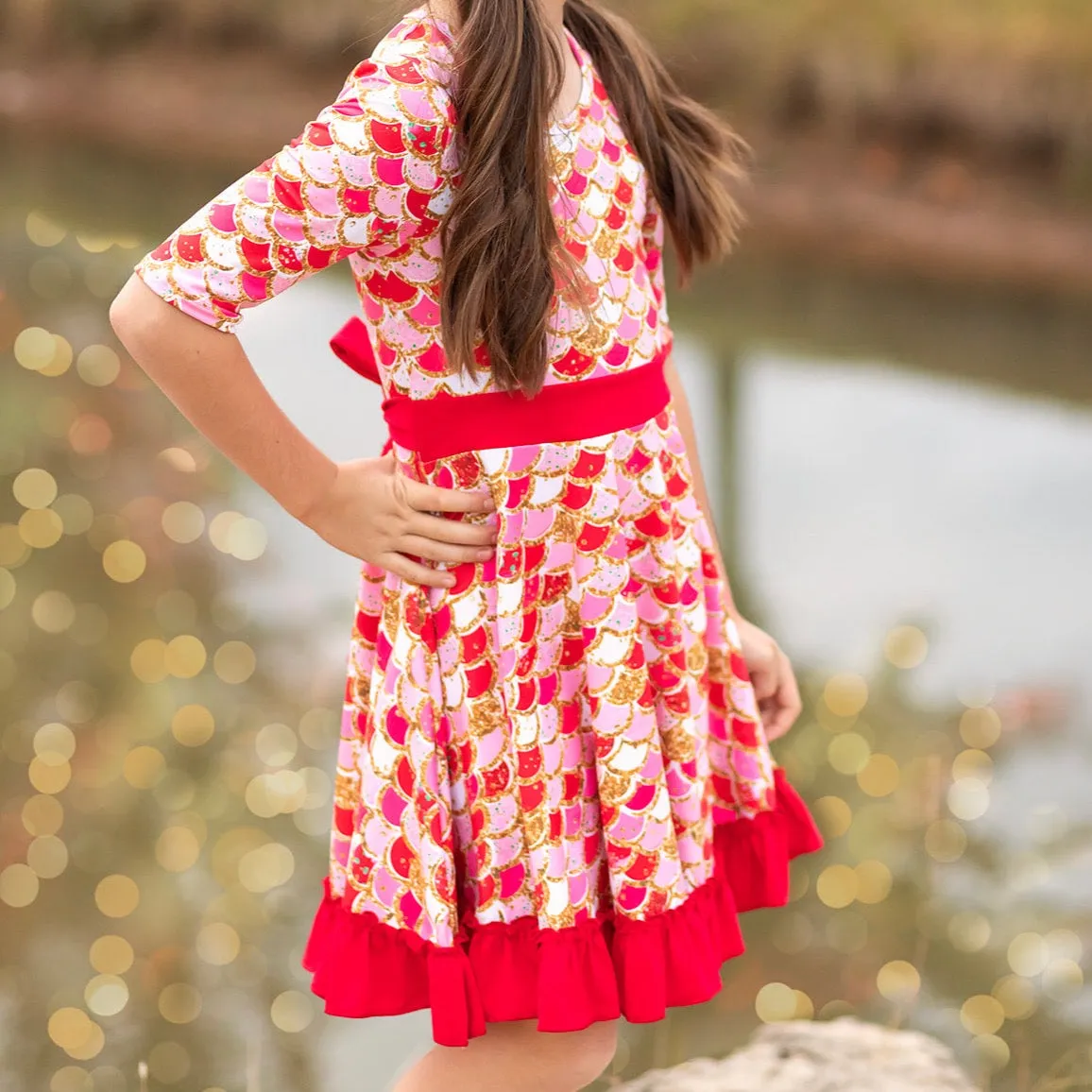 Red Mermaid Scales Twirl Dress