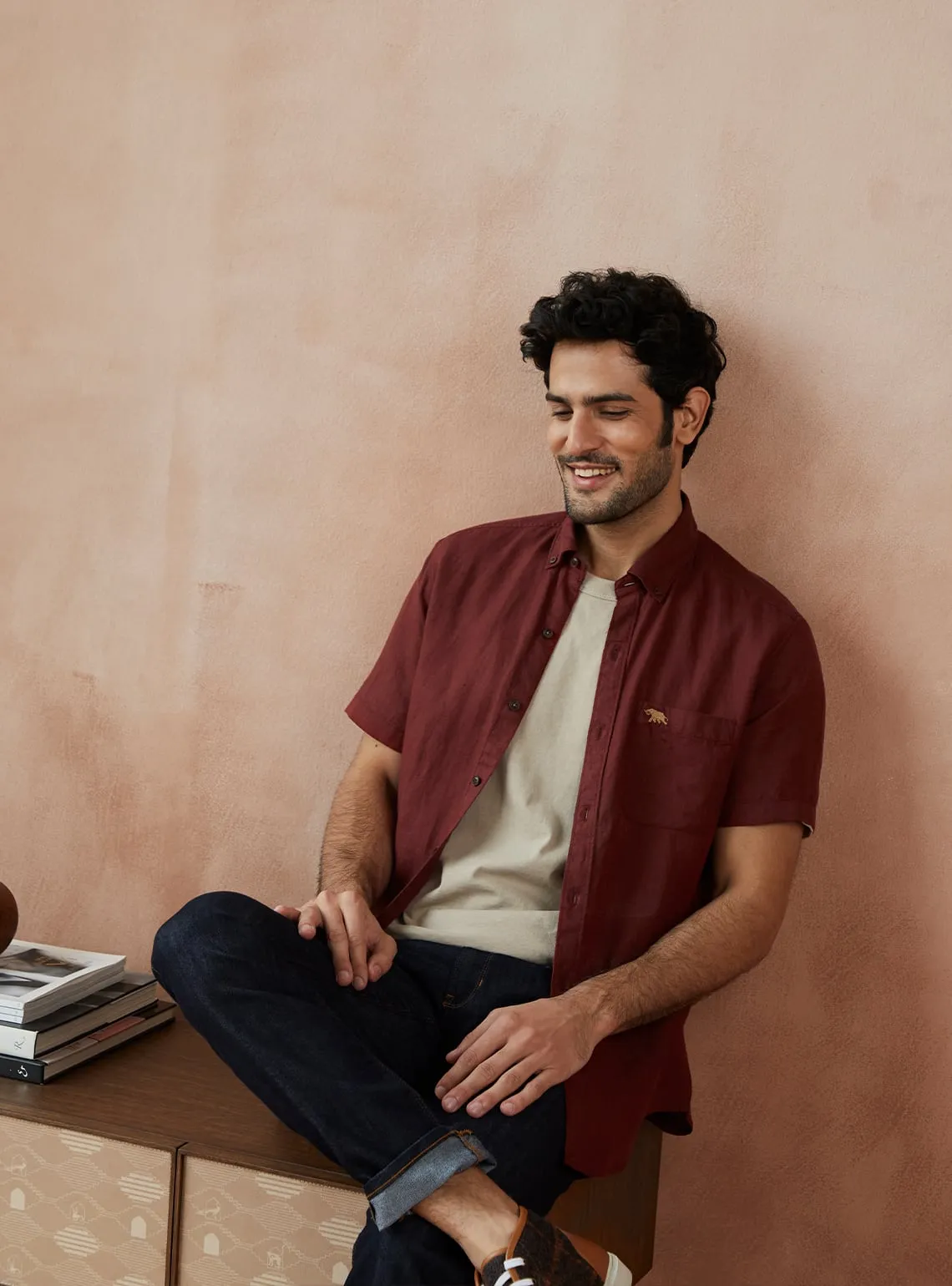 Rosewood Linen Half Shirt