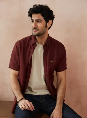 Rosewood Linen Half Shirt