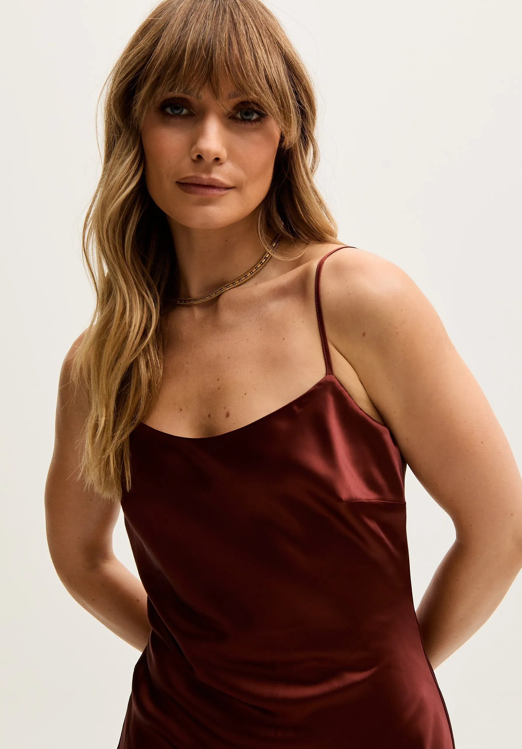 Roxy Spaghetti Strap Maxi Dress In Chocolate Brown