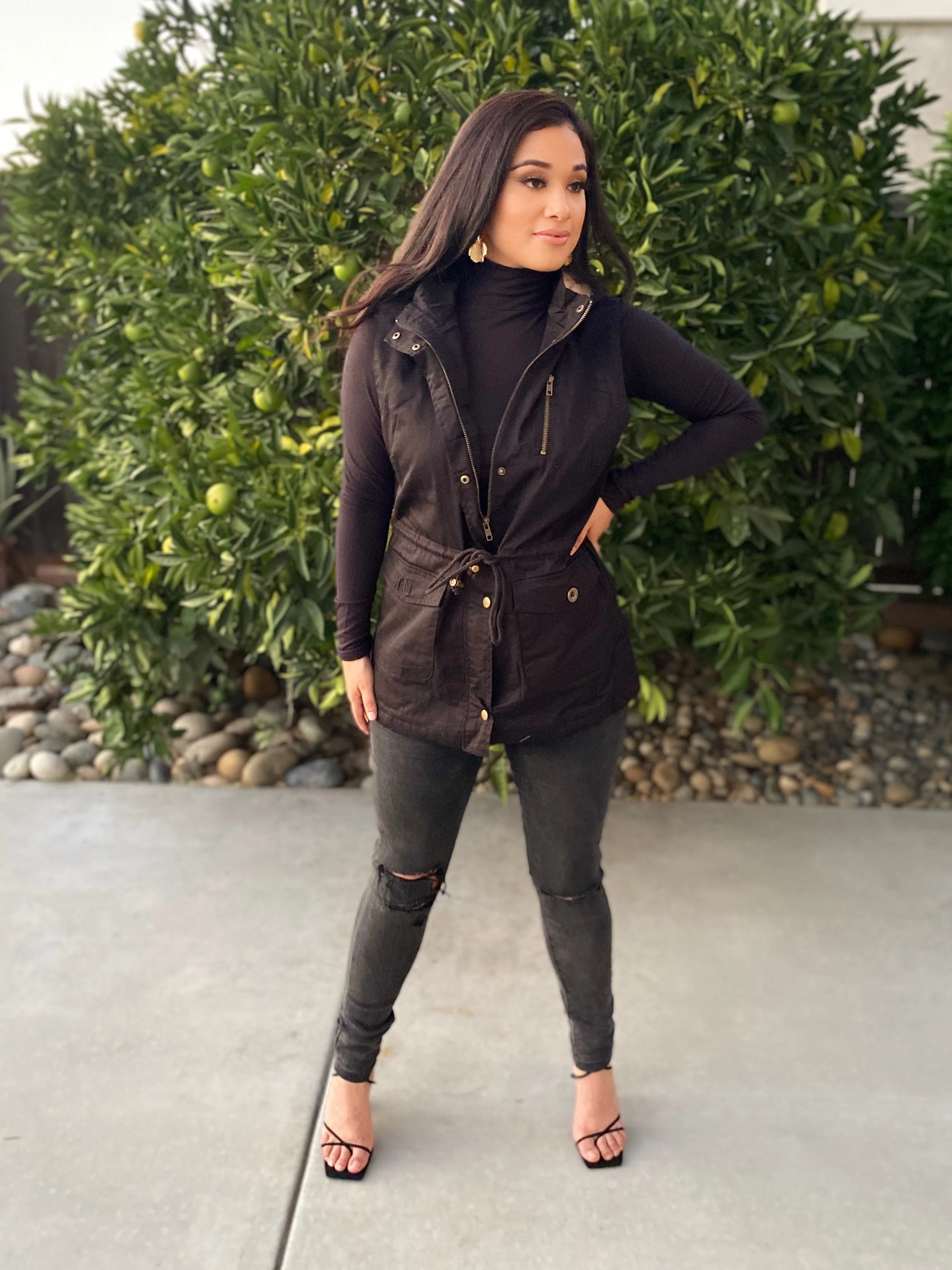 Safari Utility Vest Jacket (black)