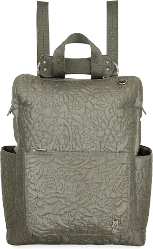 Sakroots Loyola Convertible Backpack in Eco Twill, Adjustable Strap, Olive Spirit Desert Quilted