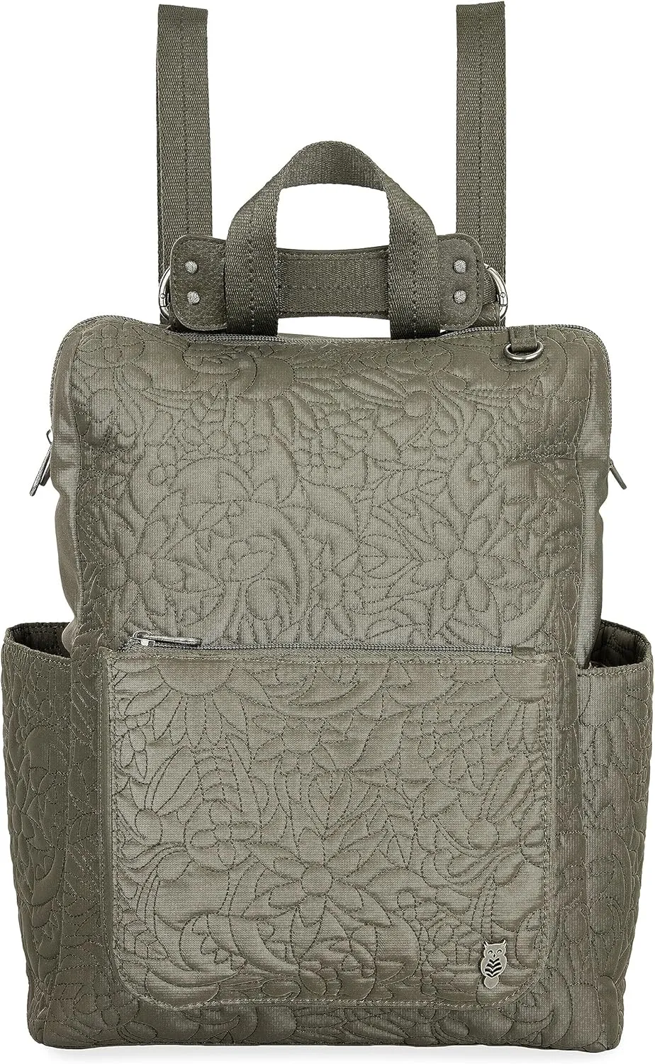 Sakroots Loyola Convertible Backpack in Eco Twill, Adjustable Strap, Olive Spirit Desert Quilted