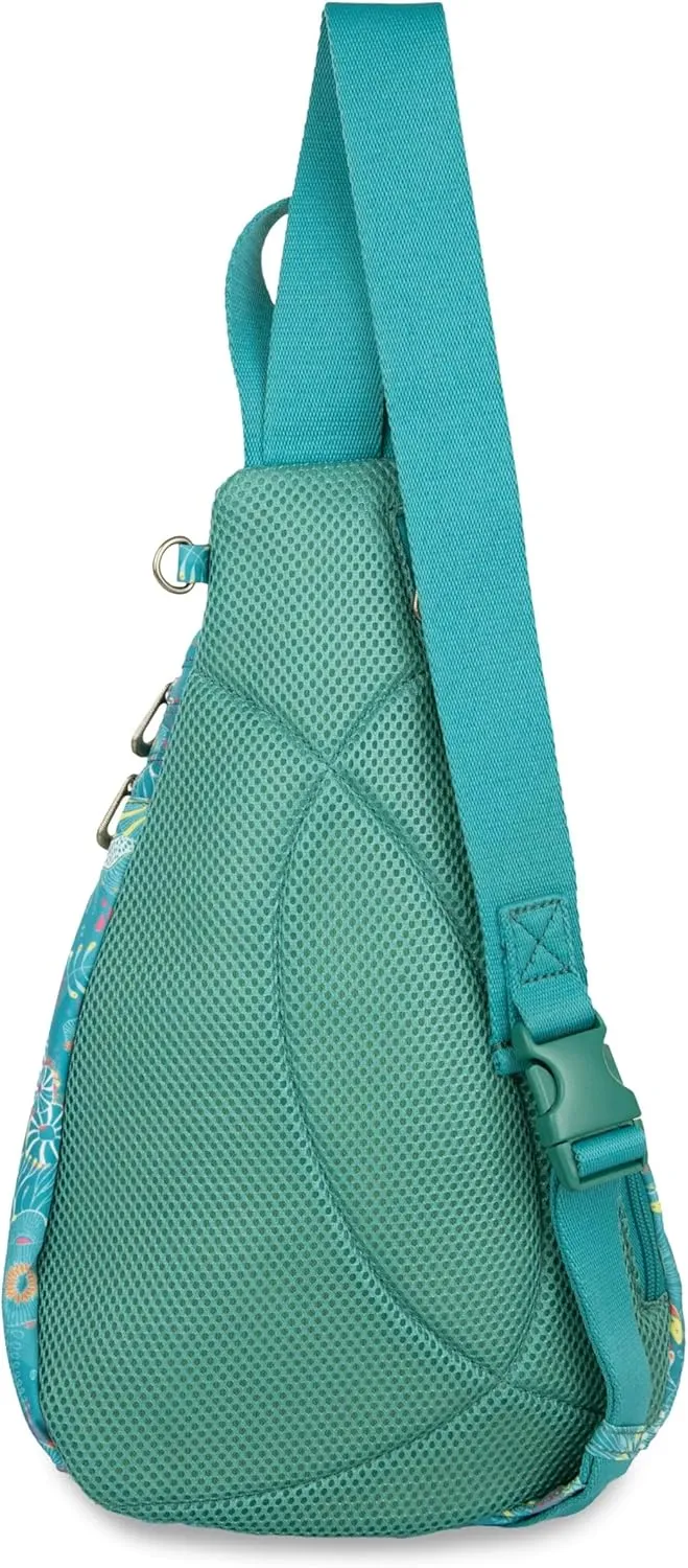 Sakroots Women's Go Sling Backpack, Deep Teal Seascape, 9IN x 6IN x 15IN