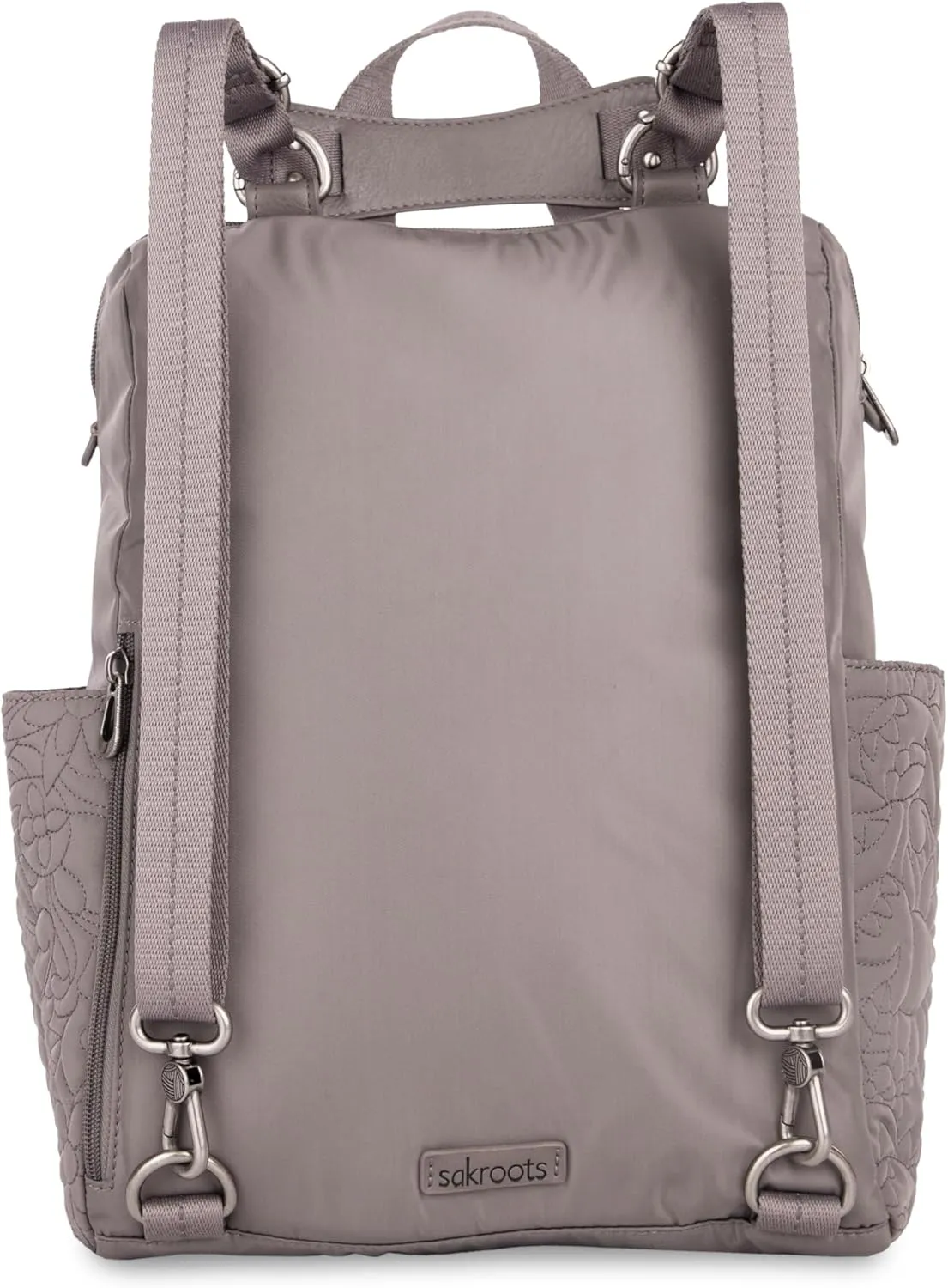 Sakroots Women's Loyola Convertible Backpack, Mushroom Spirit Desert Quilted, 10.75IN x 4.75IN x 15IN