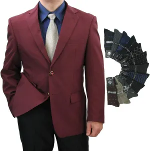 Sharp Hand Tailored Men 2B Dress Blazer w/1 Pair of Socks, Size 36S-56L