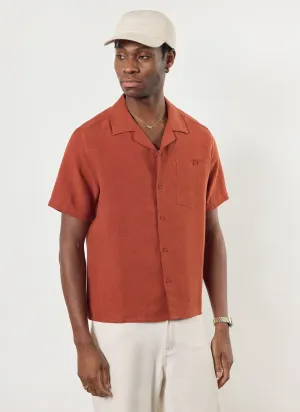 Short Sleeve Cuban Shirt | Linen | Rust