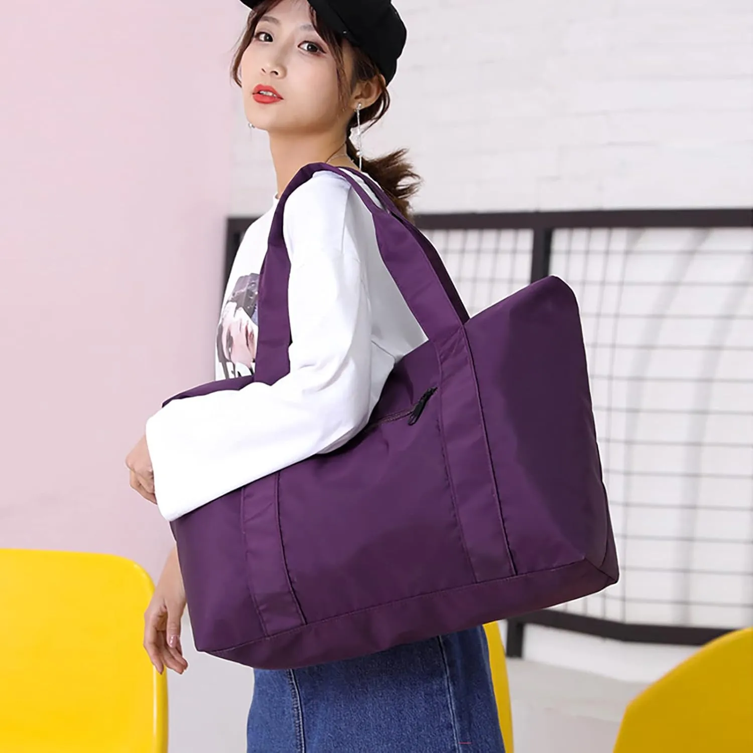 Shoulder Bag for Ladies Nylon Cloth Men's And Women's Portable Large Capacity Travel Shoulder Bag
