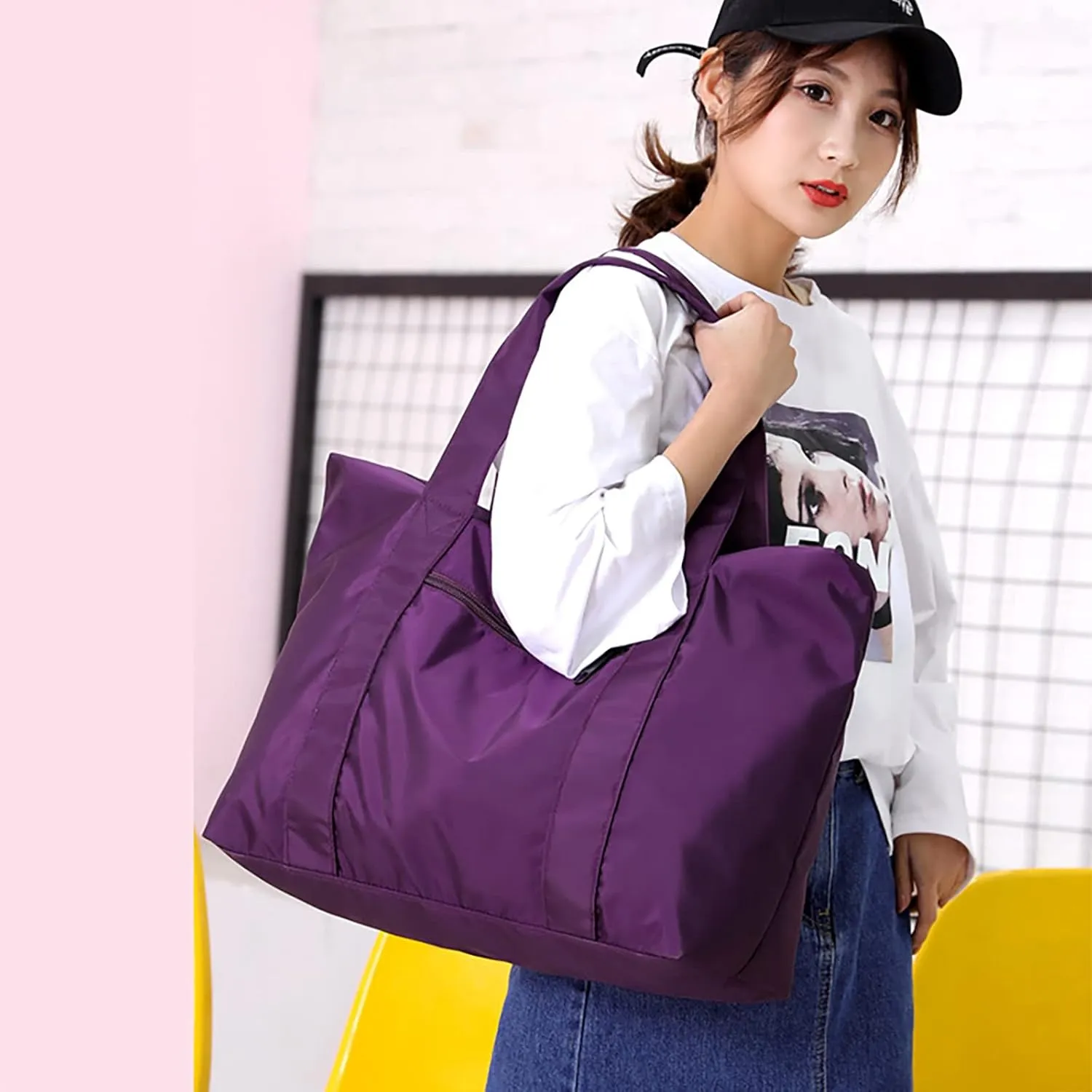 Shoulder Bag for Ladies Nylon Cloth Men's And Women's Portable Large Capacity Travel Shoulder Bag