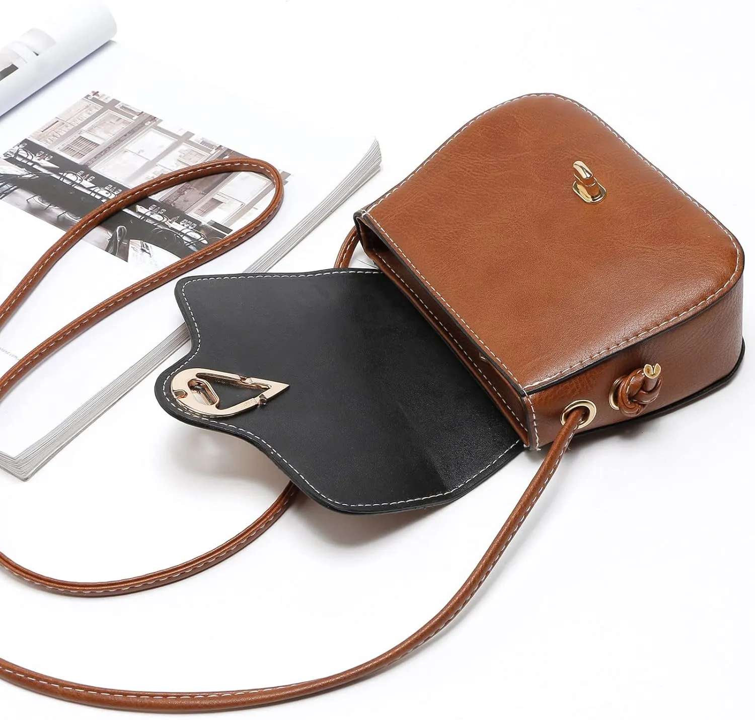 Shoulder Bag for Women Fashionable Retro Women's Bag Metal Turnbuckle Messenger Shaped Small Shoulder