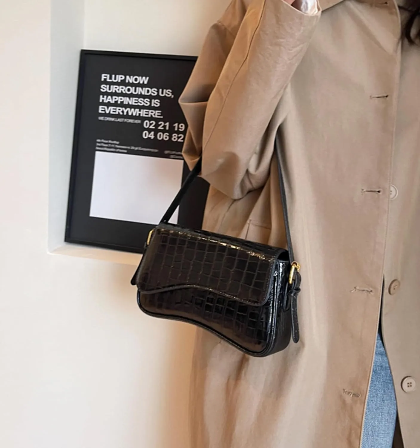 Shoulder Bag for Women Y2K Trendy Purse Vegan Leather Hobo Handbags Clutch Saddle Bag with 2 Removable Strap