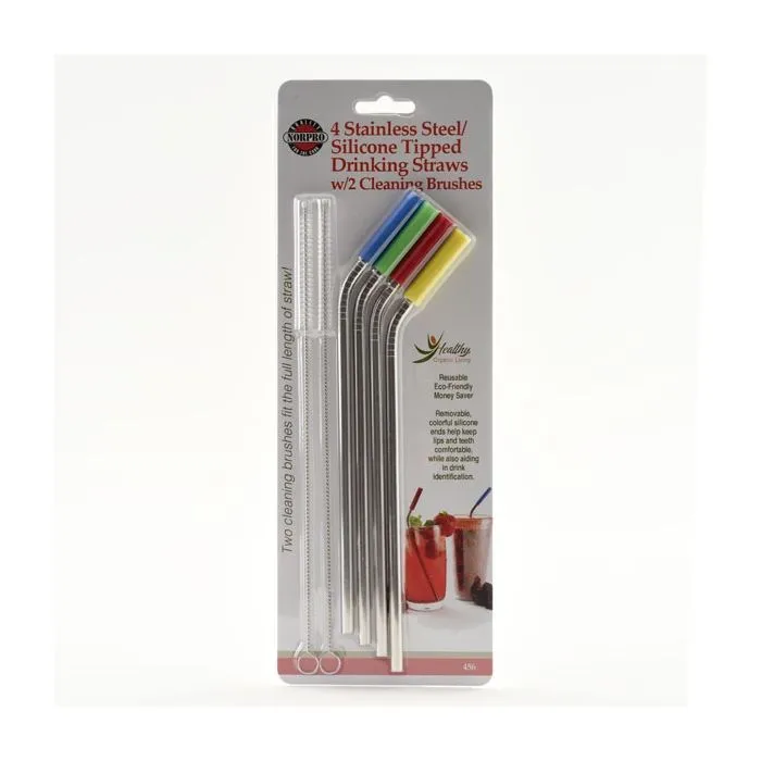 Silicone Tip Straw Set/4