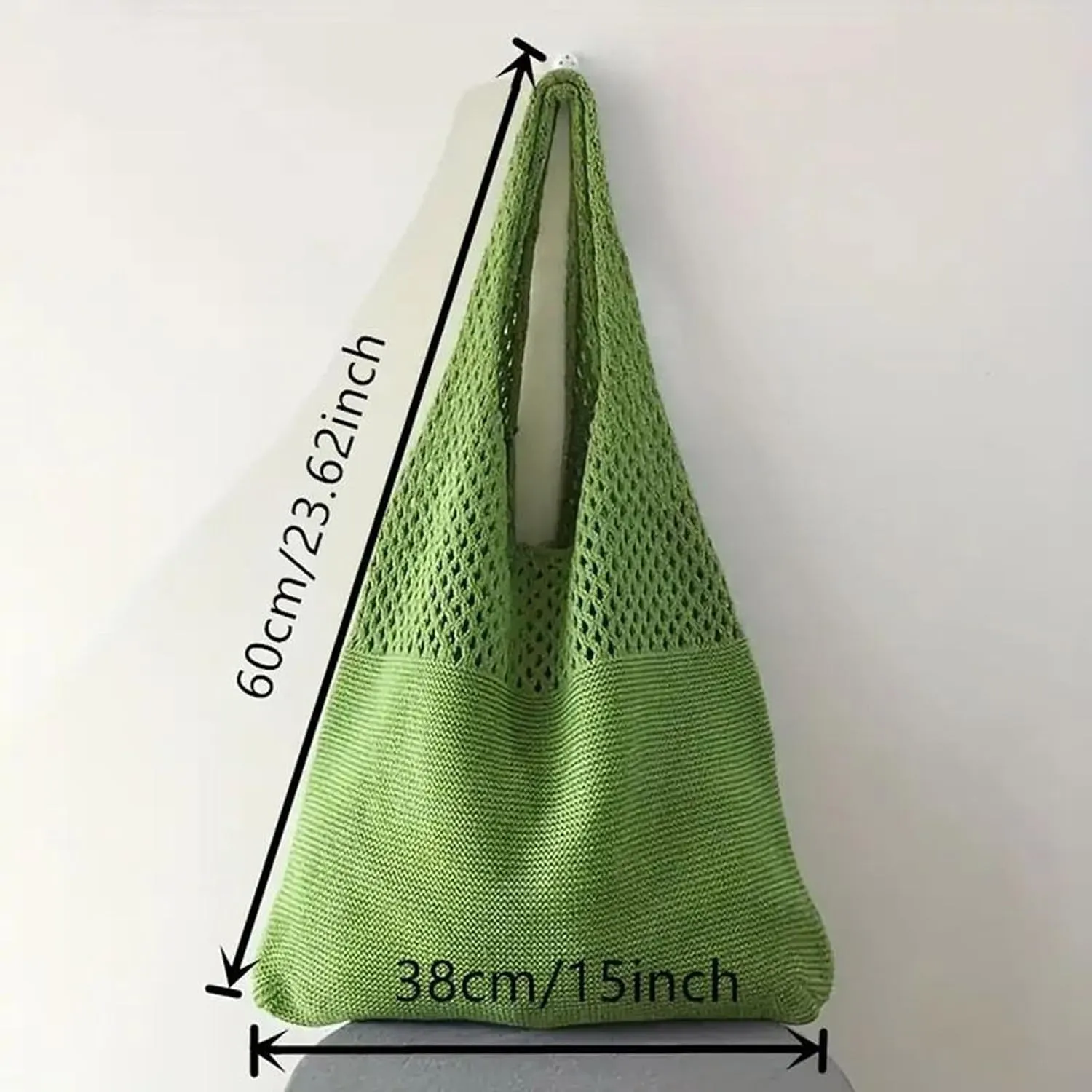 Simple Retro Hollow Crochet Bags Large Capacity Shopping Bags Women's Woven Shoulder Bag Leather Shoulder Bag (One Size)
