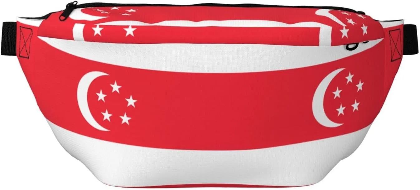 Singapore Flag Stylish Crossbody Waist Pack - Versatile And Compact Travel Pouch For Hands-Free Storage