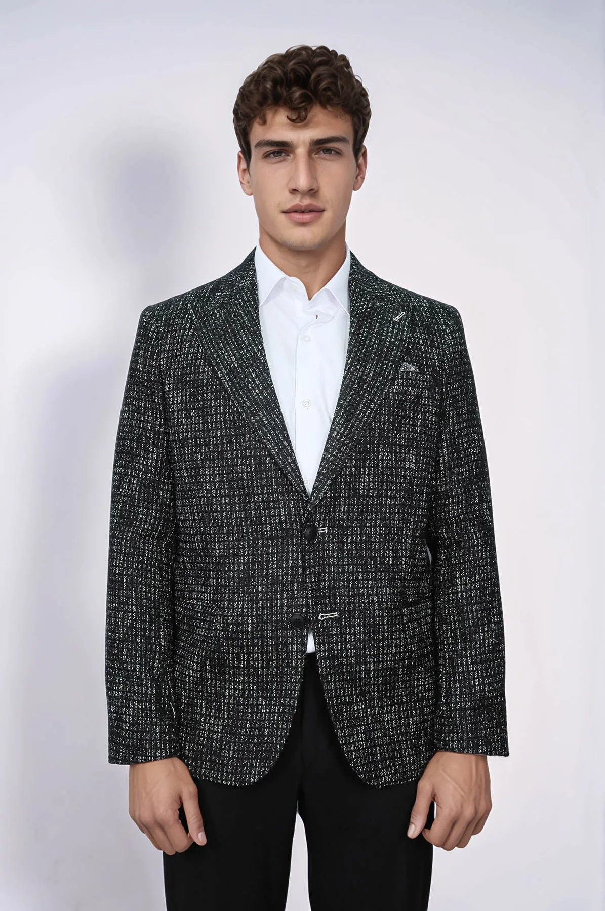 Slim Fit Patterned Sport Black Men Blazer - Wessi