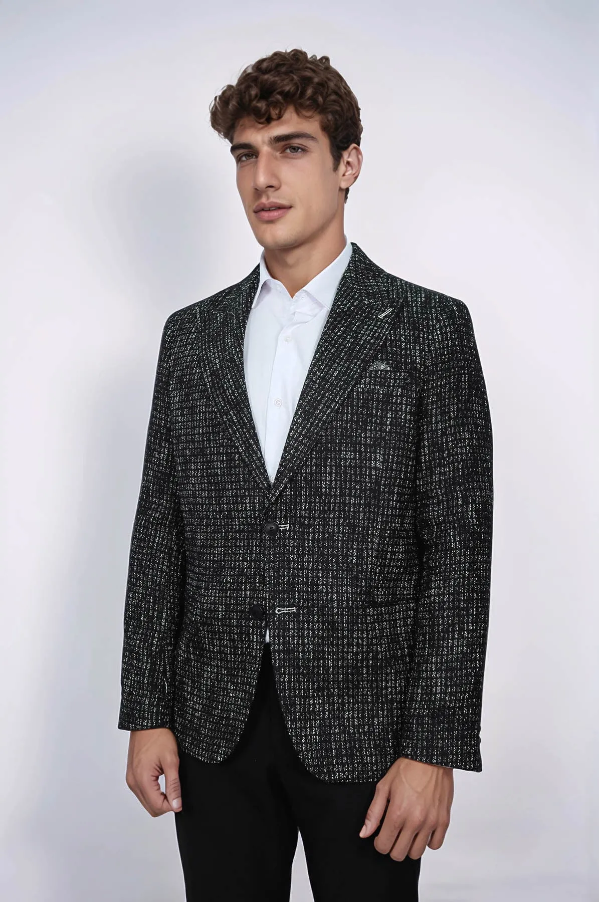 Slim Fit Patterned Sport Black Men Blazer - Wessi