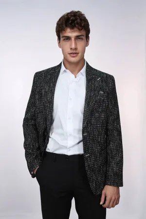 Slim Fit Patterned Sport Black Men Blazer - Wessi
