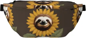 Sloth Sunflower Stylish Crossbody Waist Pack - Versatile And Compact Travel Pouch For Hands-Free Storage