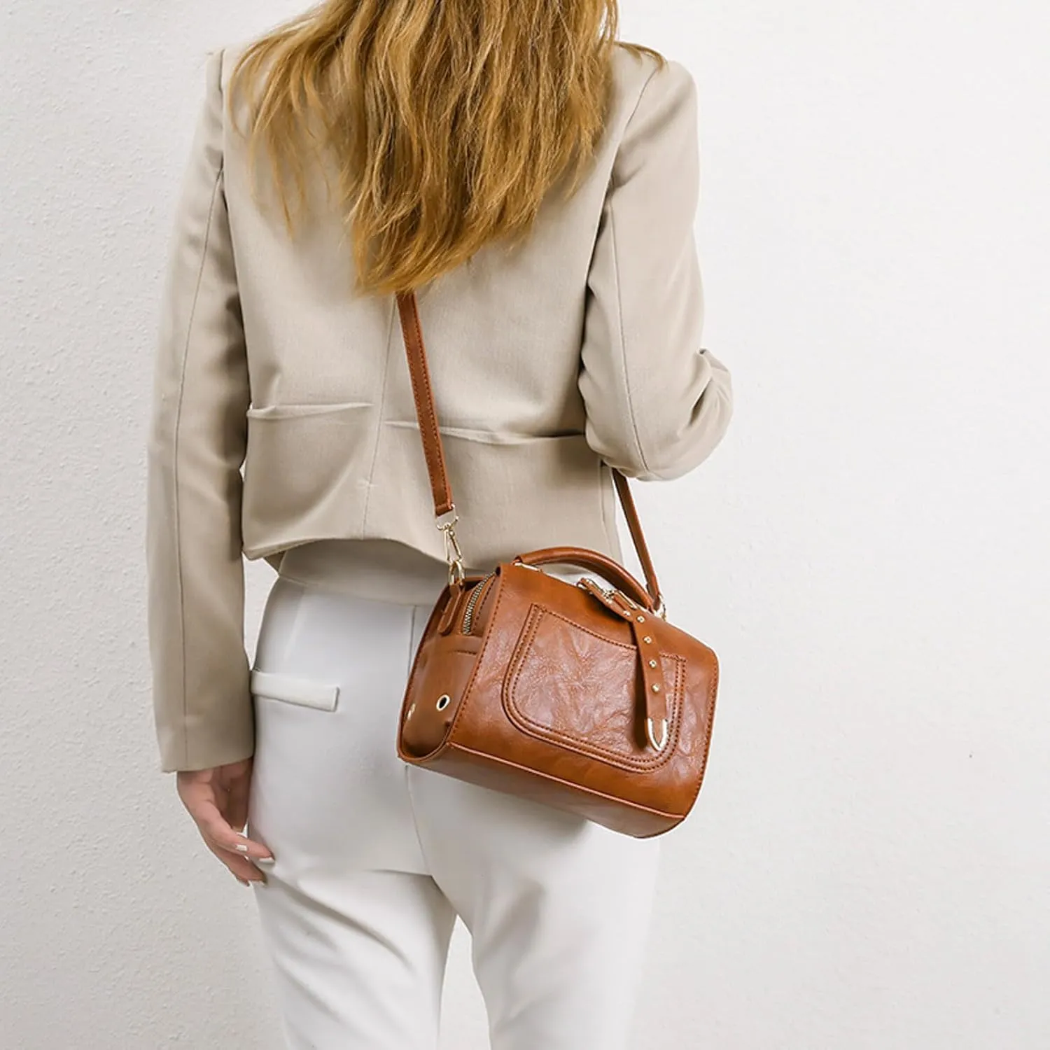 Slouchy Tote Purses Ladies Soft Leather Retro Simple Fashion Small Square Bag Shoulder Bag Handbag Handbag Large