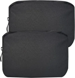 Small Makeup Bag For Purse, 2 Pack Travel Zippered Pouch, Portable Versatile Mini Organizer Toiletry Cosmetic Bag Nylon Electronics Accessories Storage Pouch For Women Men (Black)