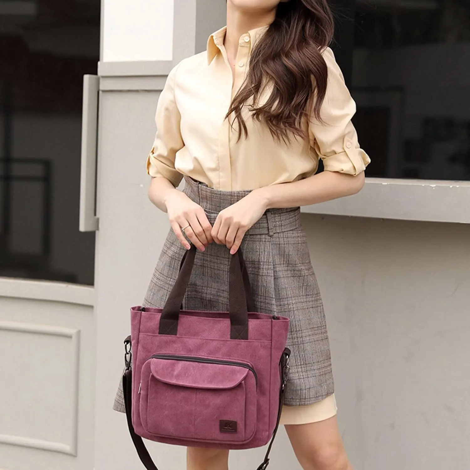 Small Purse for Women Large Capacity Ladies Bag Canvas Handbag Simple Shoulder Messenger Bag