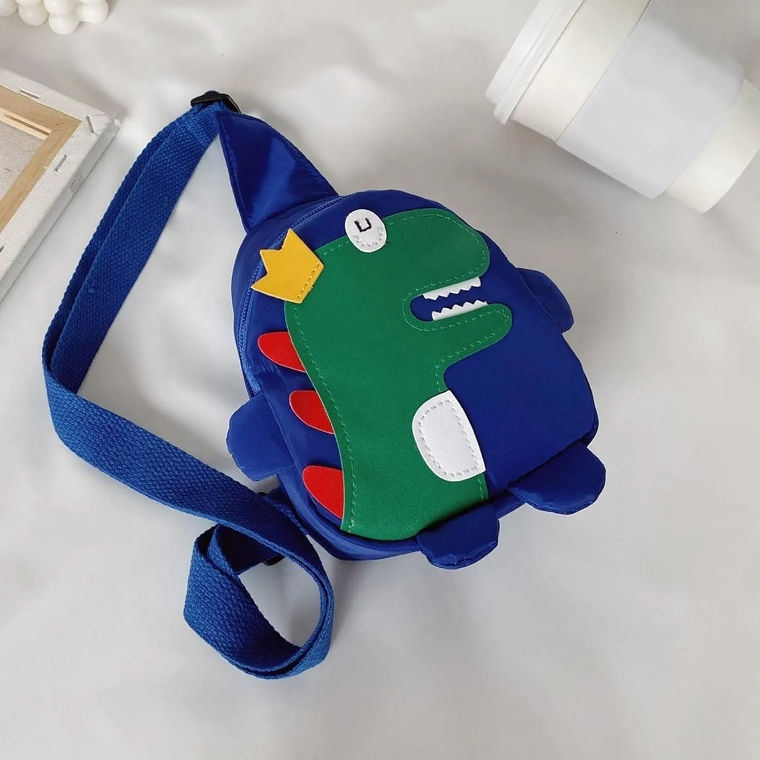 Small Sling Backpack Crossbody Bag Girls And Boys Childrens Fashion Cartoon Dinosaur Chest Bag Nylon Adjustable