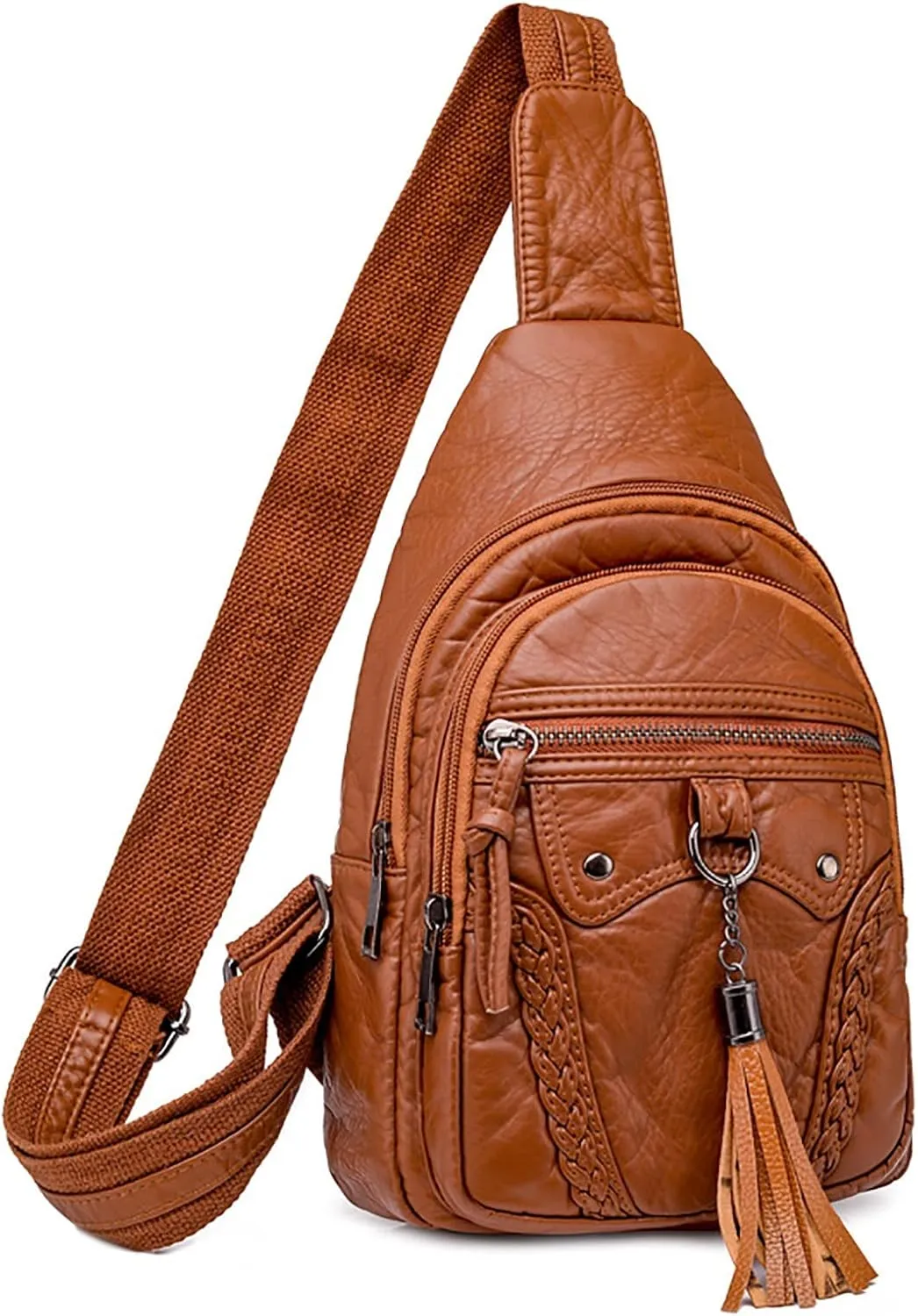 Small Sling Backpack Crossbody Bag Women Chest Bag Sling Bag Small Crossbody PU Leather Satchel Daypack Fashion
